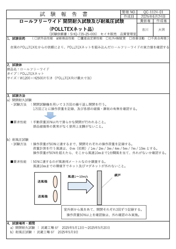 試験報告書